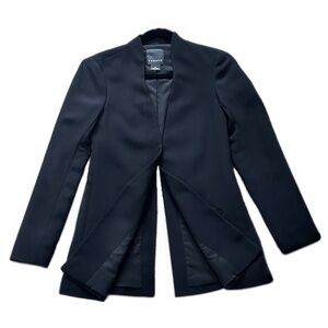 🧥🏢 TROUVÉ Black Collarless Blazer Jacket |Minimalist Split Front Power Layer XXS